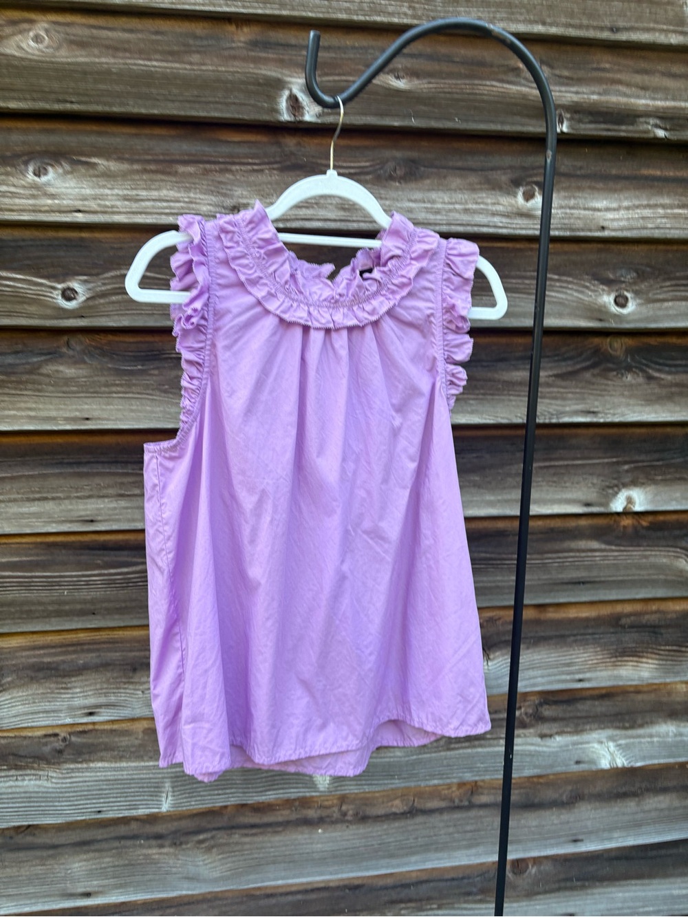 J. Crew Lavender Ruffle Neck Sleeveless Top